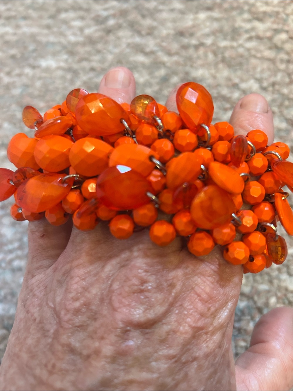 Bold Orange Cluster Beaded Stretch Bracelet